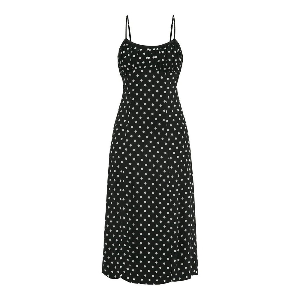 No Boundaries Maxi Slip Dress Women M Black White Polka Dot Retro Rockabilly 90s - Picture 10 of 15